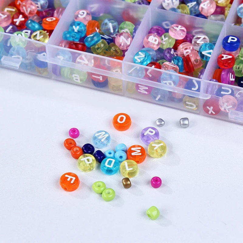 

4MM Rice Beads + Acrylic English Letter Bead Set DIY Bracelet Necklace Jewelry Accessories Loose Beads