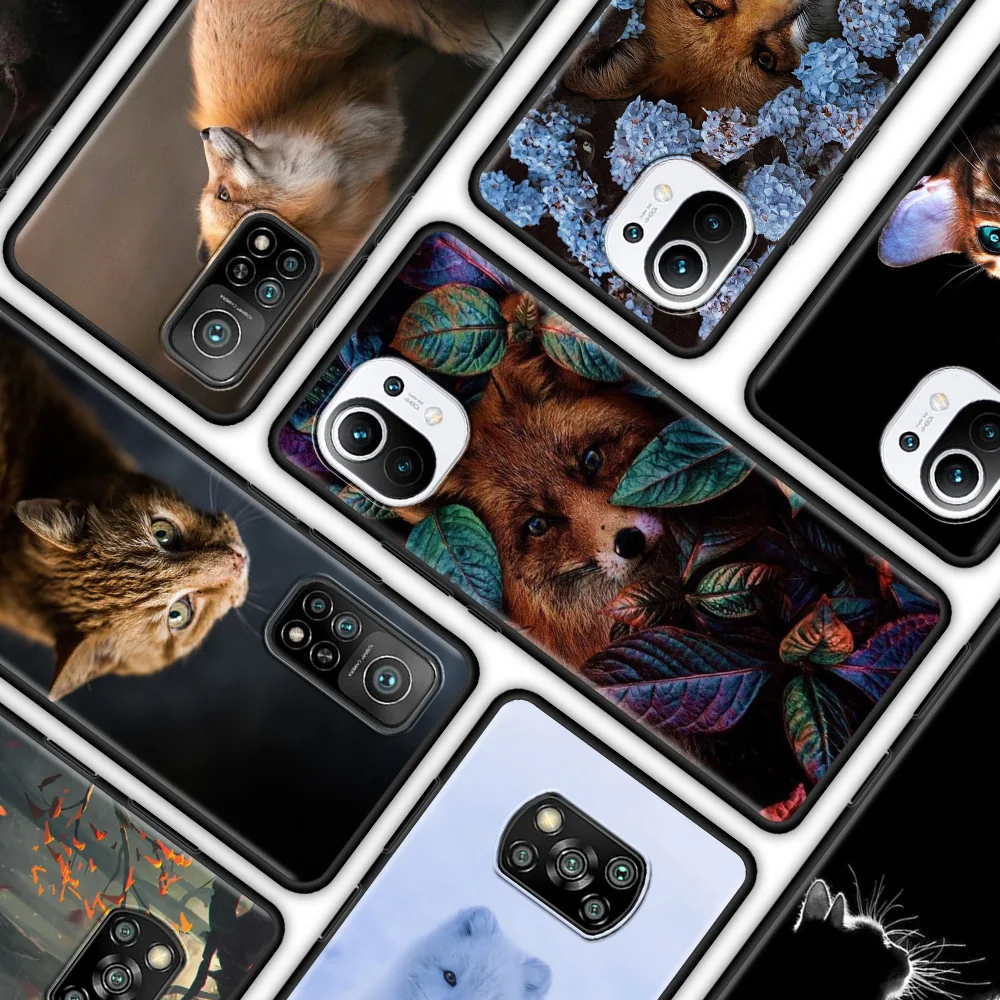 

Animal Fox Cat Silicone Phone Case for Xiaomi Mi Poco X3 Pro M3 Pro 5G F3 Pocophone F1 Protection Cover