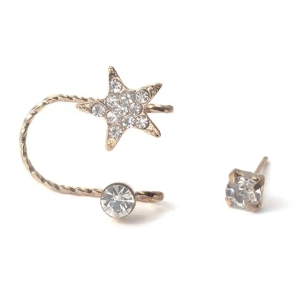 Новые корейские циркониевые серьги-клипсы в форме звезды для женщин милые