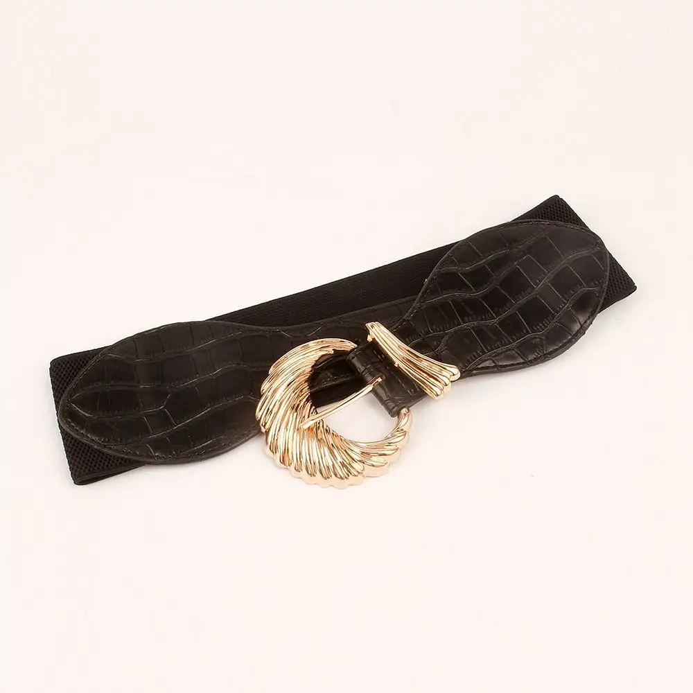 

All-match Slimming Body Corset Leisure Wide Waistband Skirt Decorations Elastic Waist Strap PU Leather Cummerbund