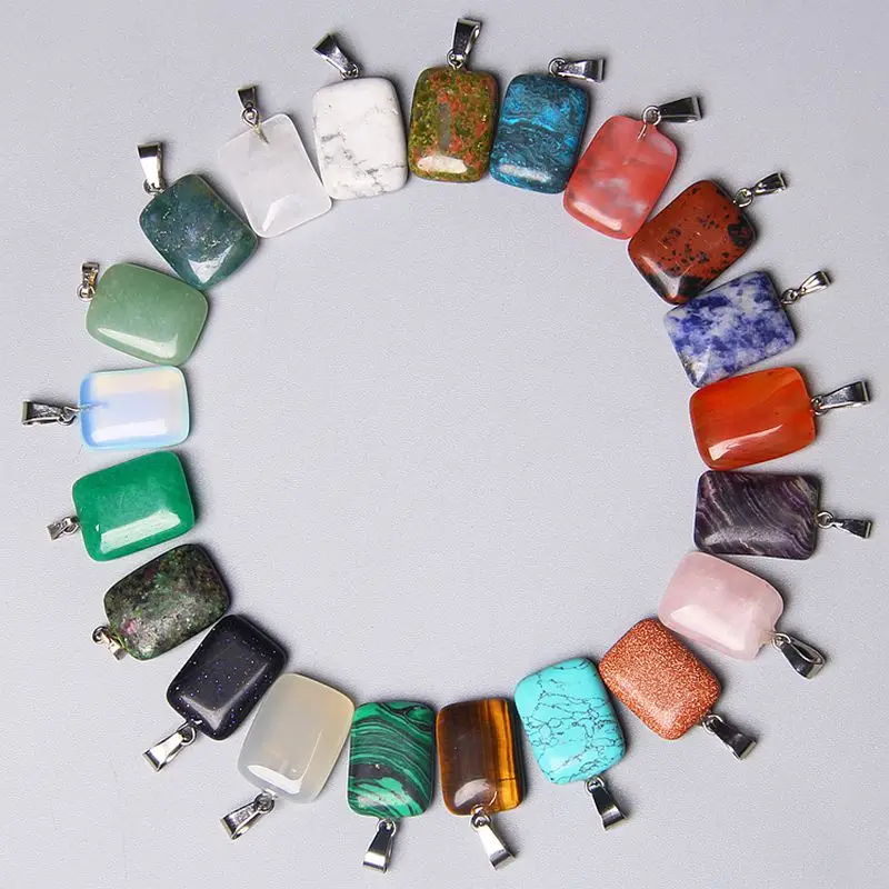 

5pcs Natural stone square pendants for women handmade making DIY necklace bracelets Tiger eye stones Agates geometry pendant