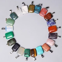 5pcs natural stone square pendants for women handmade making diy necklace bracelets tiger eye stones agates geometry pendant