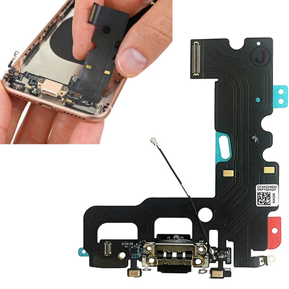 

Зарядная док-станция с гибким кабелем для передачи данных и разъемом для наушников, USB-порт для зарядного устройства для iPhone 7, 7Plus, 8G, 8 Plus