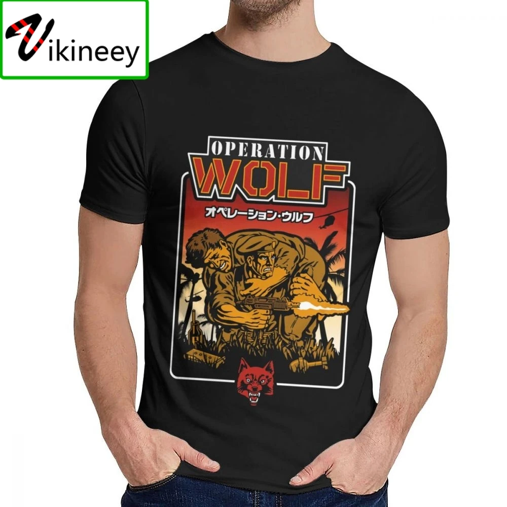 Man's T-shirt Vintage Arcade Game Operation Wolf Nice Cotton Leisure Round Collar Retro La Camiseta