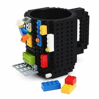high quality 350ml creative milk mug coffee cup creative build on brick mug cup drinking water holder for building blocks design