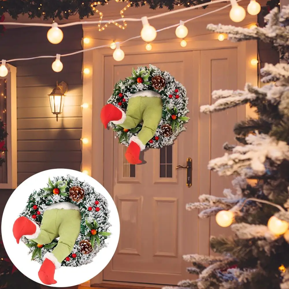 Гринч Похититель Рождество в декорированном мешковиной горшке венок украшения