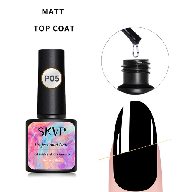 

8ML Manicure No-wipe Top Coat Glitter Gloss No Wipe Matte Soak Off Topcoat UV Gel Nail Varnish Sealer Matt Base Coat Gel