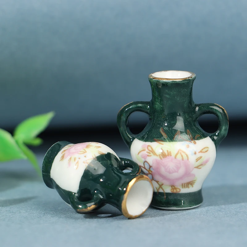 

2 шт./компл. декоративная ваза для кукольного домика, Кухонное украшение, миниатюрный аксессуар для детского кукольного домика, керамически...