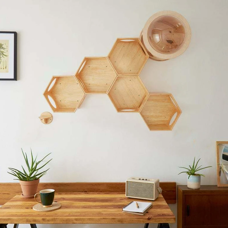 

Настенная рама для кошек, платформа для прыжков, круглая из массива дерева, пружинная лестница для кошек