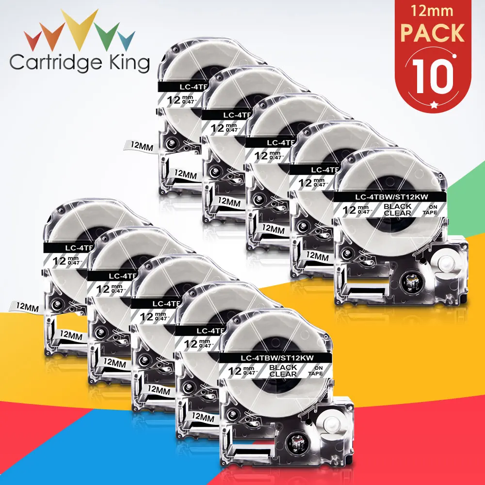 Аппарат для печати этикеток Epson ST12KW Black on Clear 12 мм лента маркировки принтера King Jim