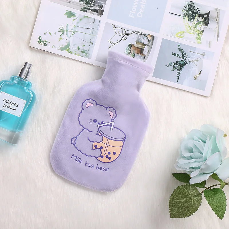 

Hand Warmer Rubber Reusable Hot Water Bottle Bag Thickened 350ml/1000ml Cute Animal Cartoon Plush Cover Children's Cold Pack