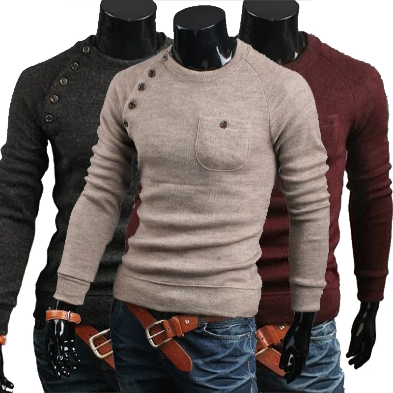 

Мужской пуловер, топ, зимний свитер с длинным рукавом, плотный теплый свитер, тонкий пуловер, вязаная одежда, эластичная трикотажная одежда ...