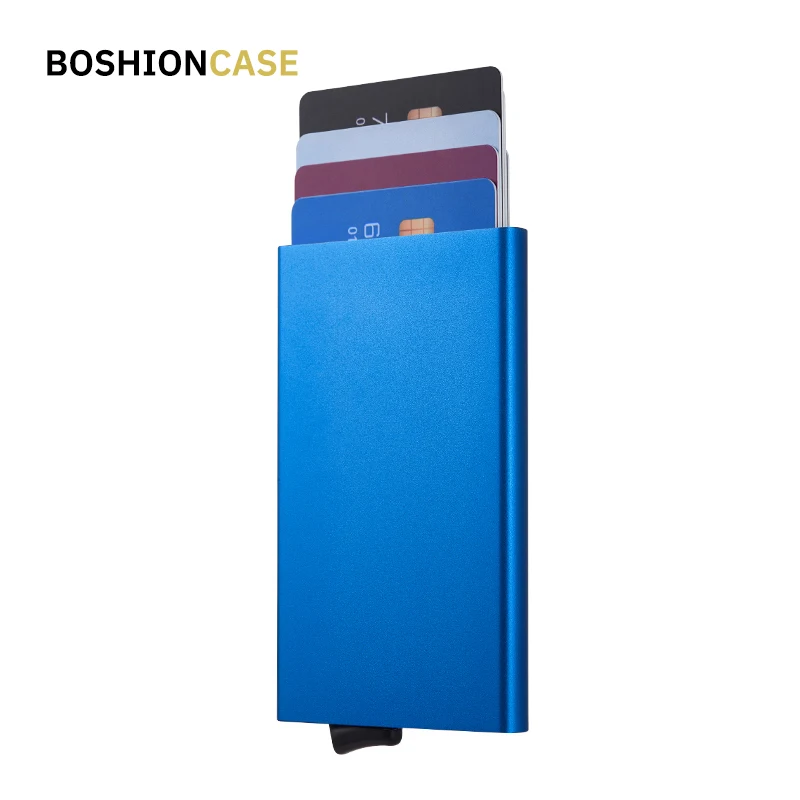 

BOSHIONCASE RFID, выдвижной металлический бумажник, бизнес-кошелек, каратхолтер, fikator Porte Carte, Противоугонный автоматический кредитный Фотофон