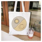 Женская Холщовая Сумка для покупок с принтом Солнца и Луны, шоппер с цветочным рисунком, шоппер большой вместимости, 2021