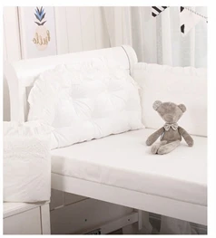 white 5pcs set Детская кроватка вокруг протектор люлька кружева бампер стиль принцессы сплошной цвет хлопок Простыня Постельное белье четыре сезона универсальный - Цвет: white 5pcs set