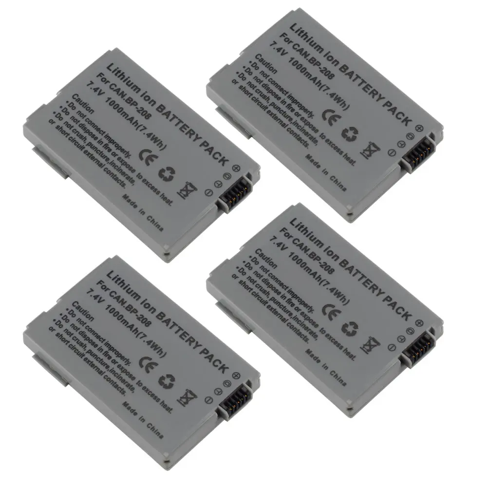 4X Батарея пакет для Canon BP 208DG 308 214 DC95 DC100 DC201 DC210 DC211 MVX430 MVX450 MVX460 MVX1Si|Цифровые