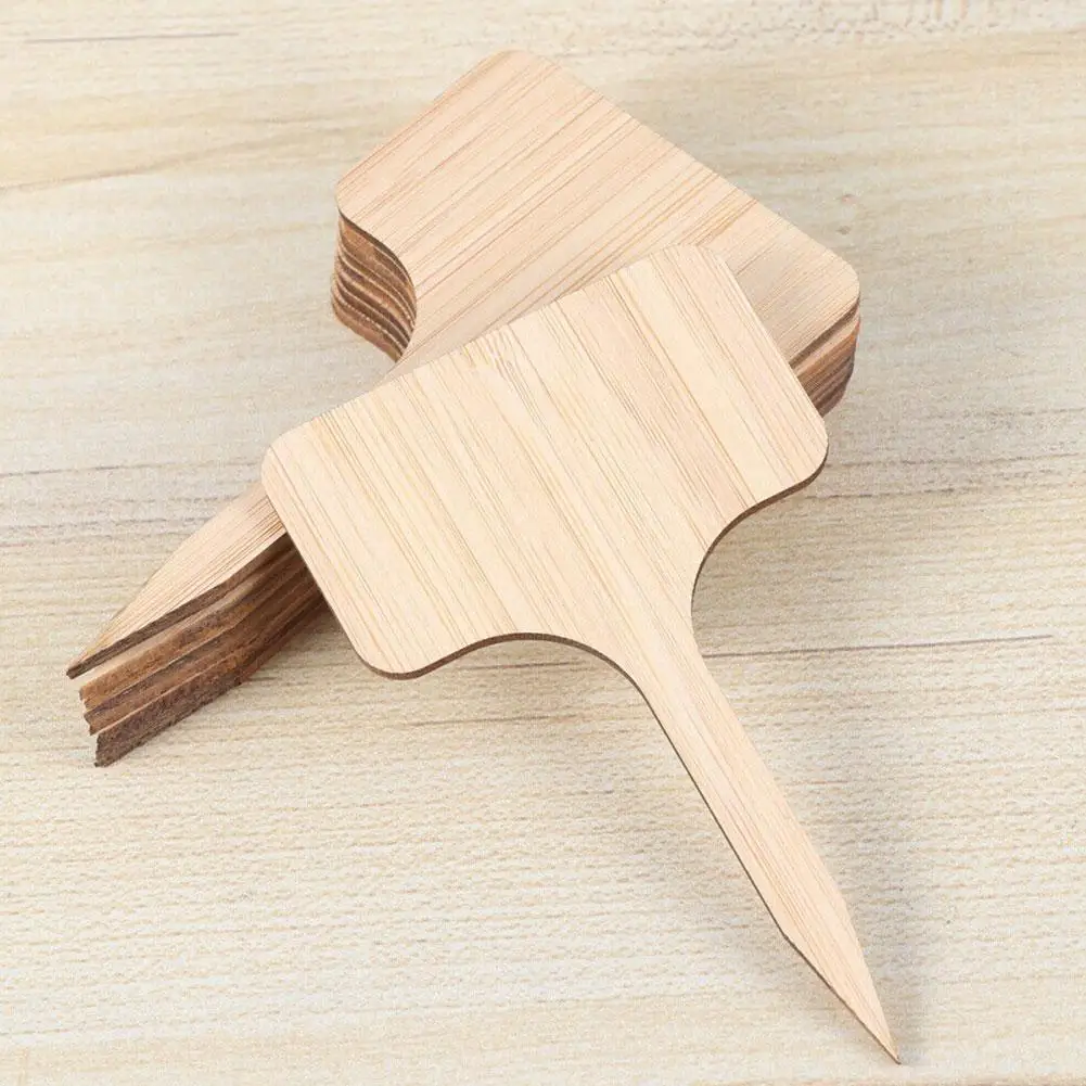 

50pcs T-Type Bamboo Plant Labels Eco-Friendly Wooden Plant Sign Tags Garden Markers For Seed Potted Herbs Flowers Tools