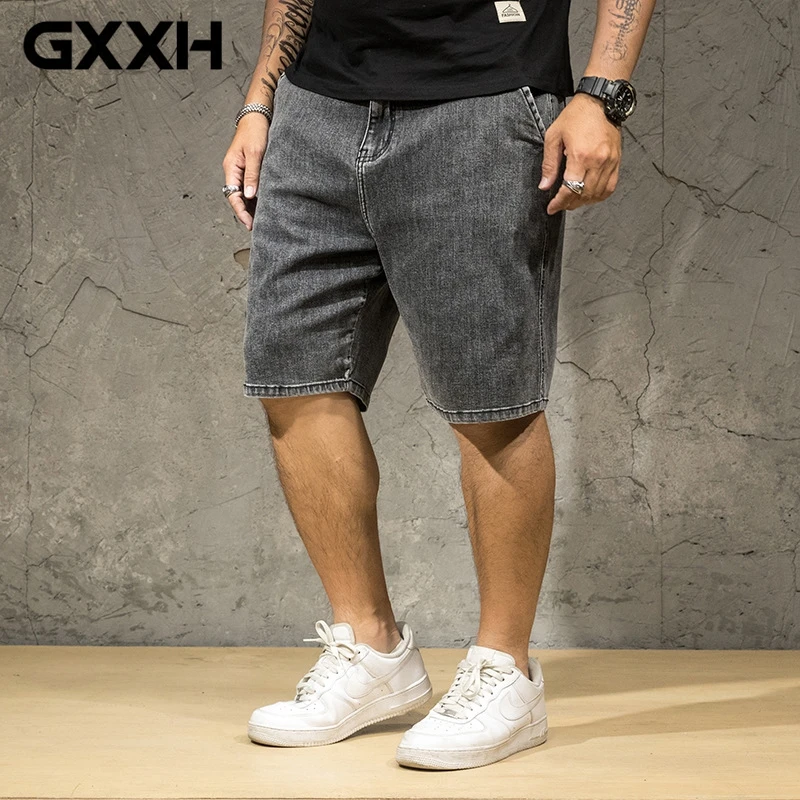 GXXH мужские Джинсовые шорты плюс Размеры 28 48 Big and Tall Mens рваные джинсы стрейч Ретро
