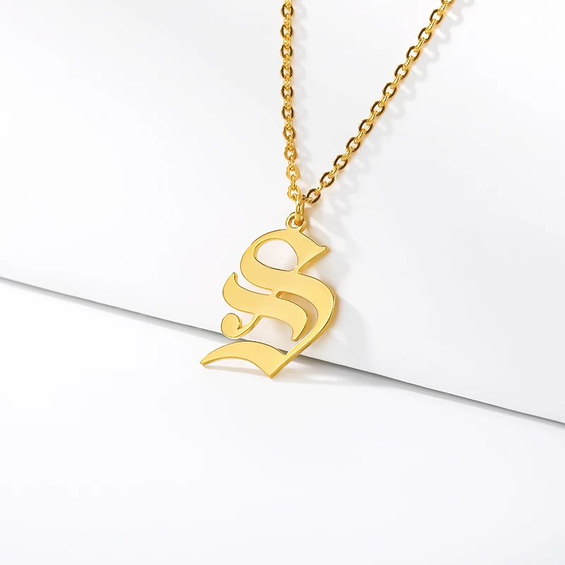 Ожерелье с буквами для женщин колье из нержавеющей стали золотого цвета со