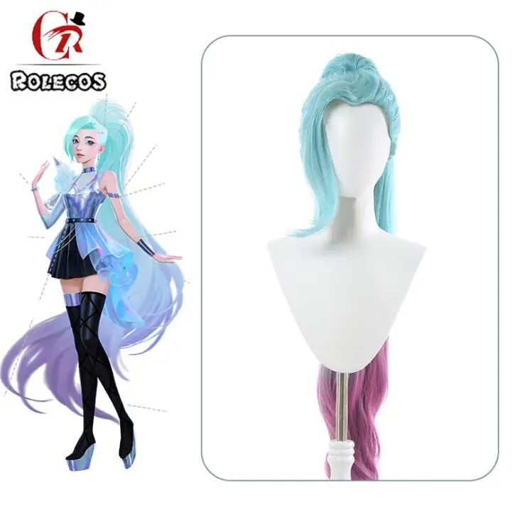 

Парики для косплея из аниме игры LOL Seraphine, парики для косплея LOL KDA Seraphine синие фиолетовые длинные градиентные термостойкие парики для фильмов