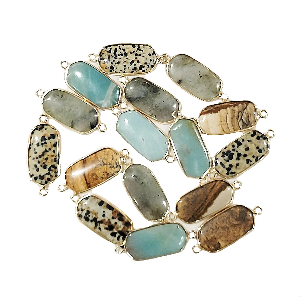 

Подвеска из натурального камня, Кристалл Овальный соединитель, 10x30 мм, аметистовая окантовка, ожерелье ручной работы, цепочка на свитер аксе...