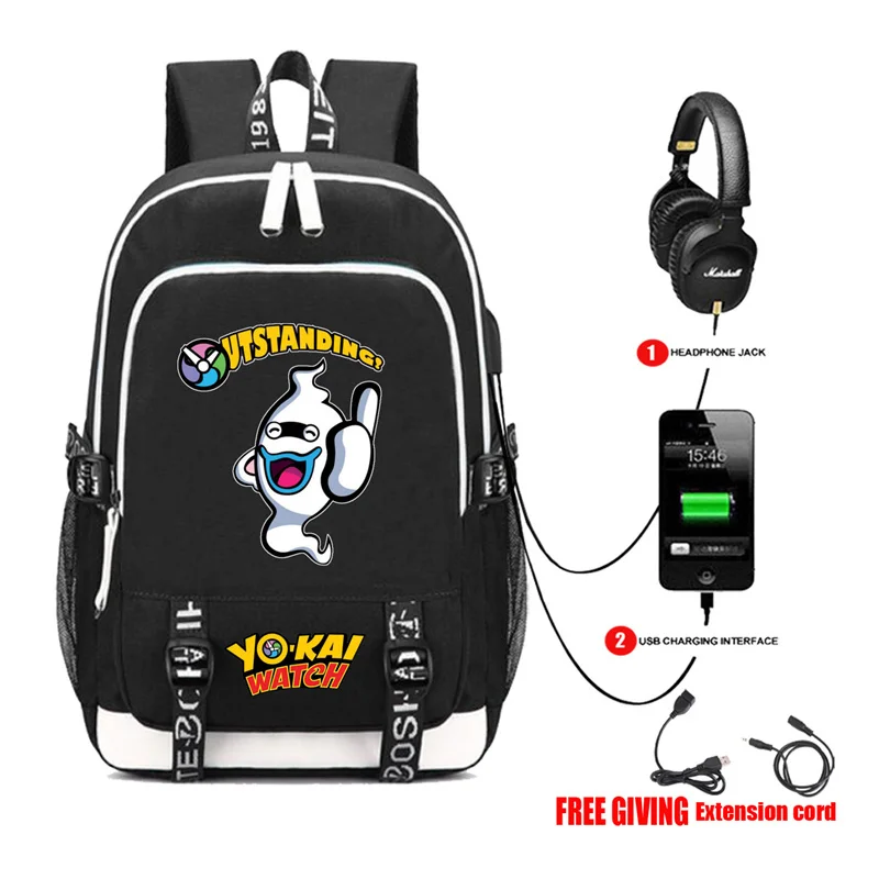USB charging teenagers Men women's multifunction backpack Laptop bag Student book Bags for anime Youkai Watch 8 style | Багаж и сумки