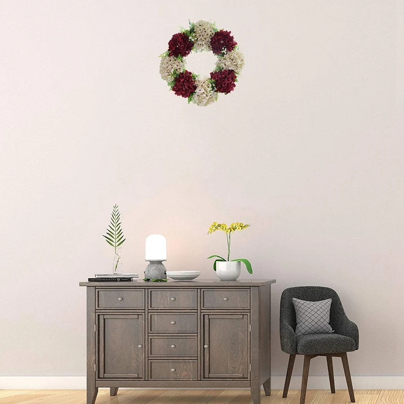

Artificial Hydrangea Wreath Spring Summer Wreath for Front Door Wall Window Wedding Party Farmhouse Home Decor