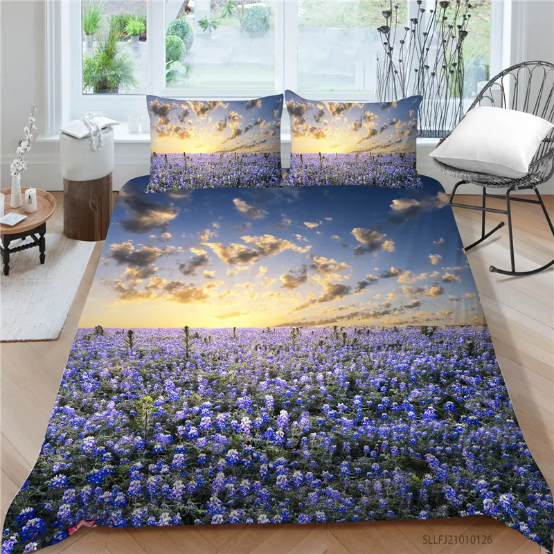 

3D Duvet Cover Set Girls Bedding Set Nature Scenery Comforter Cover Set Flowers Printing Bedroom Decoration