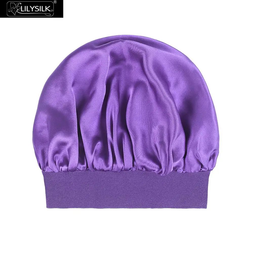 Solanum Violet LilySilk шапка спящий шелк натуральный 19 Momme ночной головной убор для сна волосы один размер Ночной Люкс - Цвет: Solanum Violet