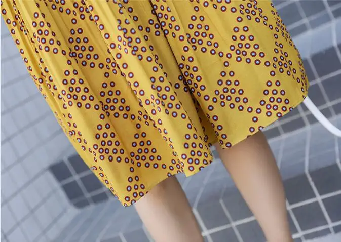 Плиссированное платье в горошек с длинными рукавами и бантом для беременных