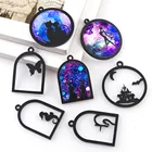 Подвеска в акриловой оправе с изображением бабочки, рыбы, кота, кролика, девушки, животного, золотистая Очаровательная оправа, оправа для кабошона, УФ-полимер, 1 шт.