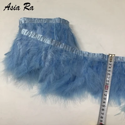 blue 2 ярда Белый индюк перо полосы для свадьбы Марабу перо планки бахромы 13-20 см Ширина - Цвет: blue