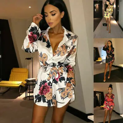 

Boho Women Floral Party Blouses Long Sleeve V neck Print Summer Beach Casual Bnadage Loose Top Blouse