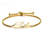 Индивидуальный именной браслет для женщин, регулируемый эластичный браслет из нержавеющей стали золотого цвета с арабскими буквами, персонализированные браслеты, ювелирные изделия, подарки