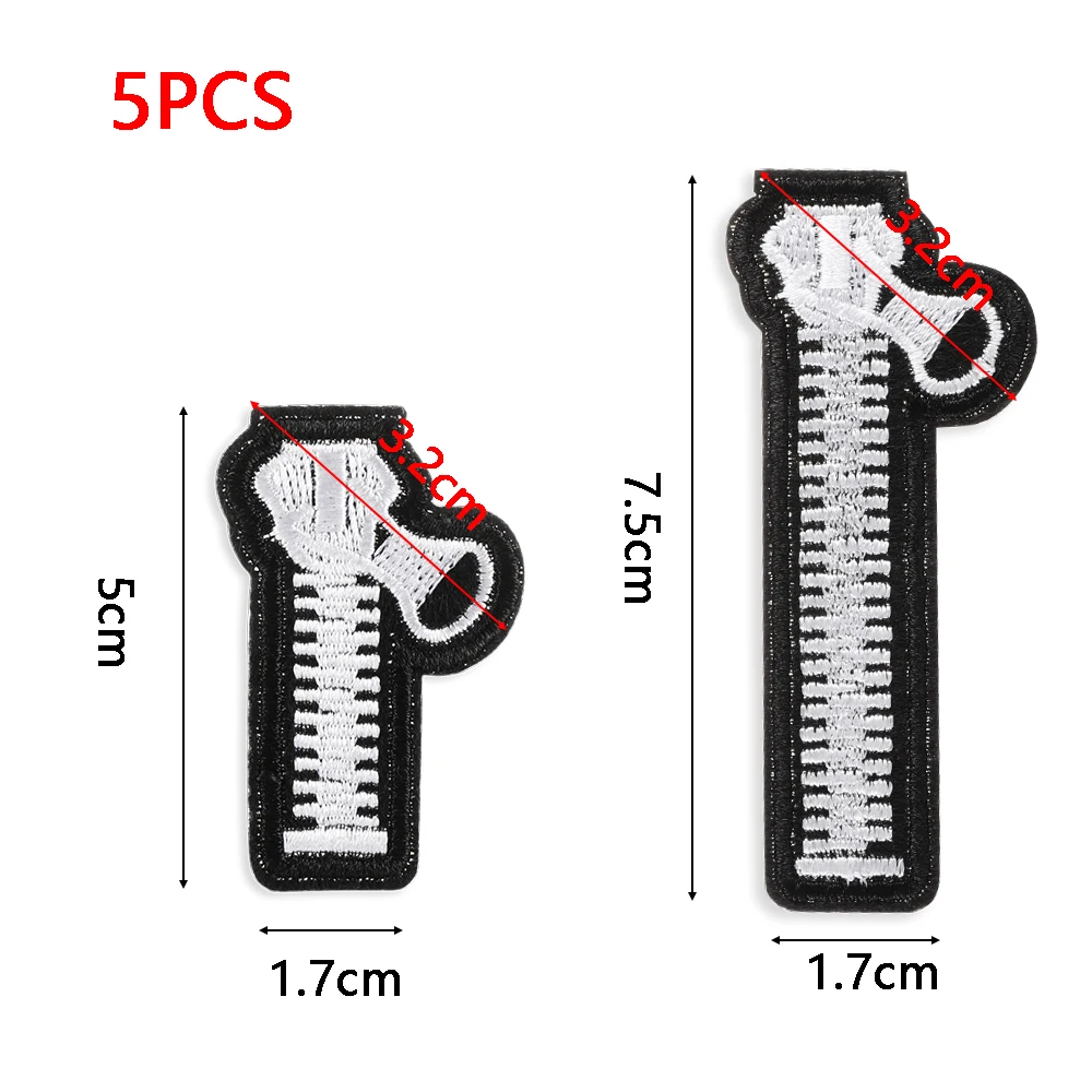 

5PCS Embroidery Sewing Zipper Patches Iron-On Clothes Sticker Fabric Garment Applique Jeans Backpack Badge DIY Patches