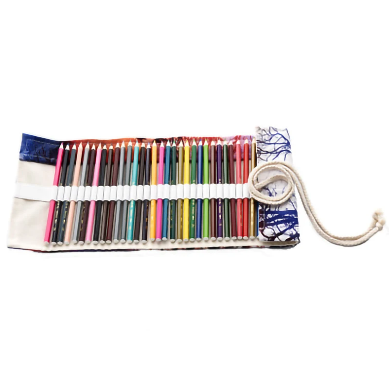 Канцелярские Холст футляр для карандашей ручной работы сумки 36/48/72 отверстия