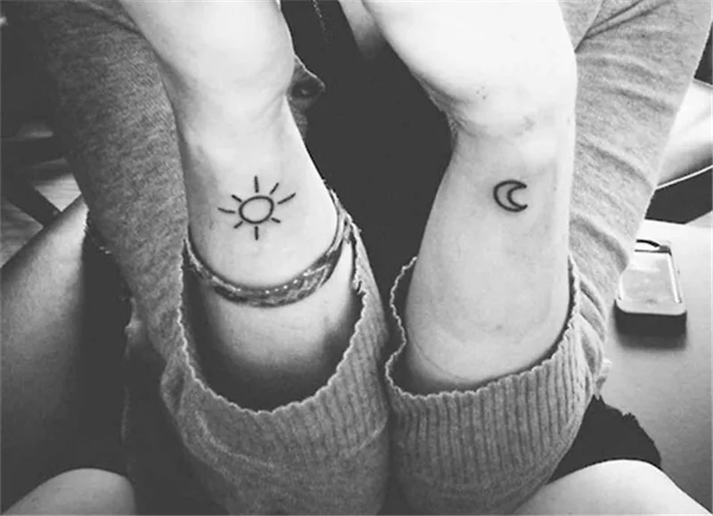 Наклейки временные на талию для мужчин и женщин черные солнце луна имитация