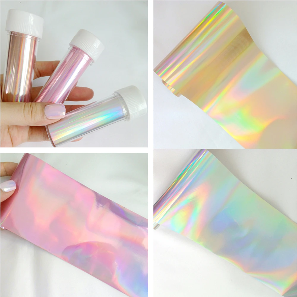 100 см * 8 Прозрачные голографические наклейки для ногтей DIY переводная наклейка