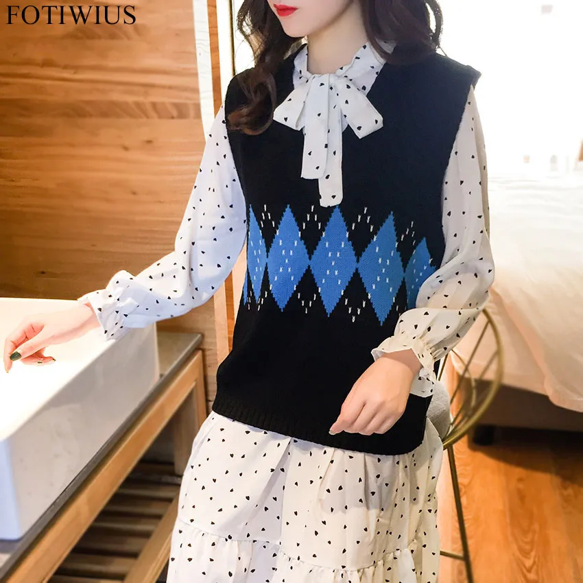 Весенний вязаный свитер в Корейском стиле с v-образным вырезом женский жилет без