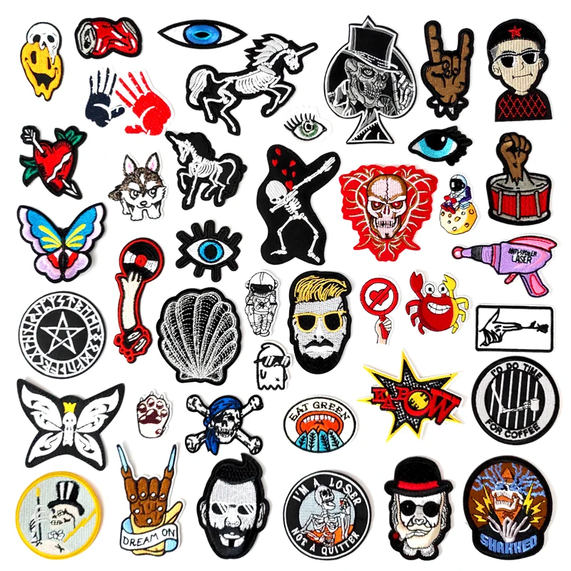 Призрак череп скала нашивки для глаз вышивка искусственные декоративные значки