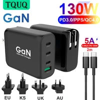 tquq 4 ports 130w usb c chargerpd 100w gan pps type c fast charger for macbook proairiphoneipad progalaxydell xps laptop