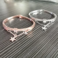 luxury famous brand jewelry rose gold stainless steel bracelets female heart bangles forever love charm bracelet for women