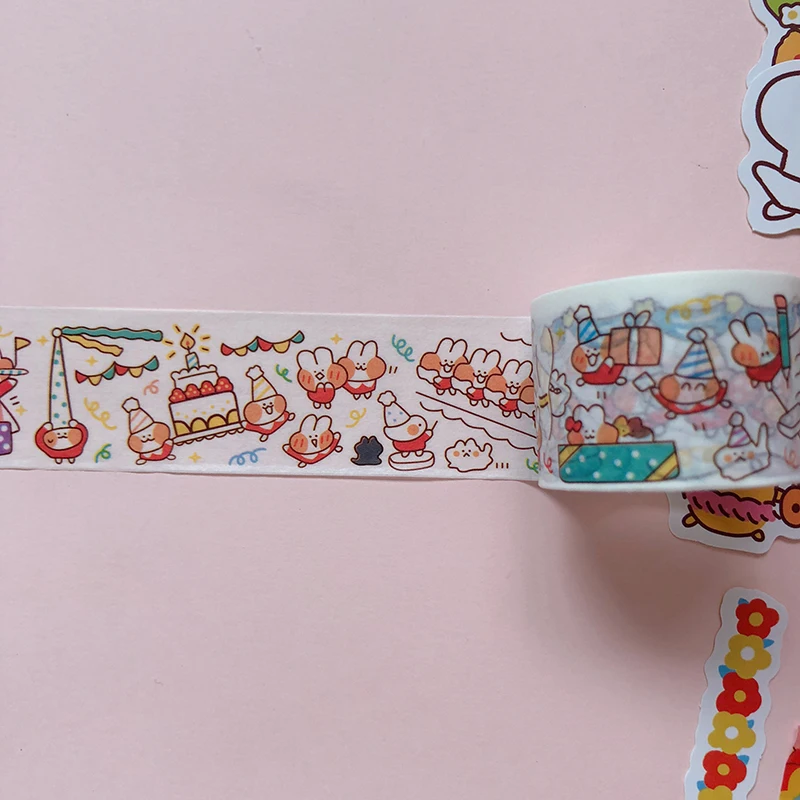 Kawaii хлеб кролик маскирующая васи лента Корейская Милая декоративная клейкая лента для дневника DIY Скрапбукинг наклейка школьные канцелярские принадлежности
