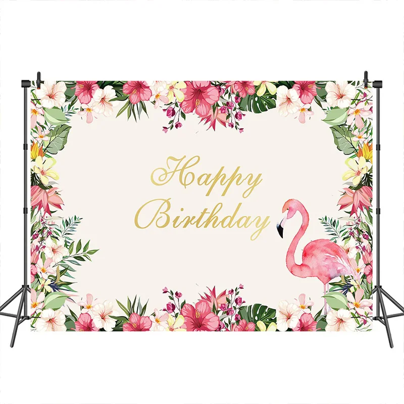 Фон для фотосъемки с изображением фламинго цветов стен дня рождения вечеринки