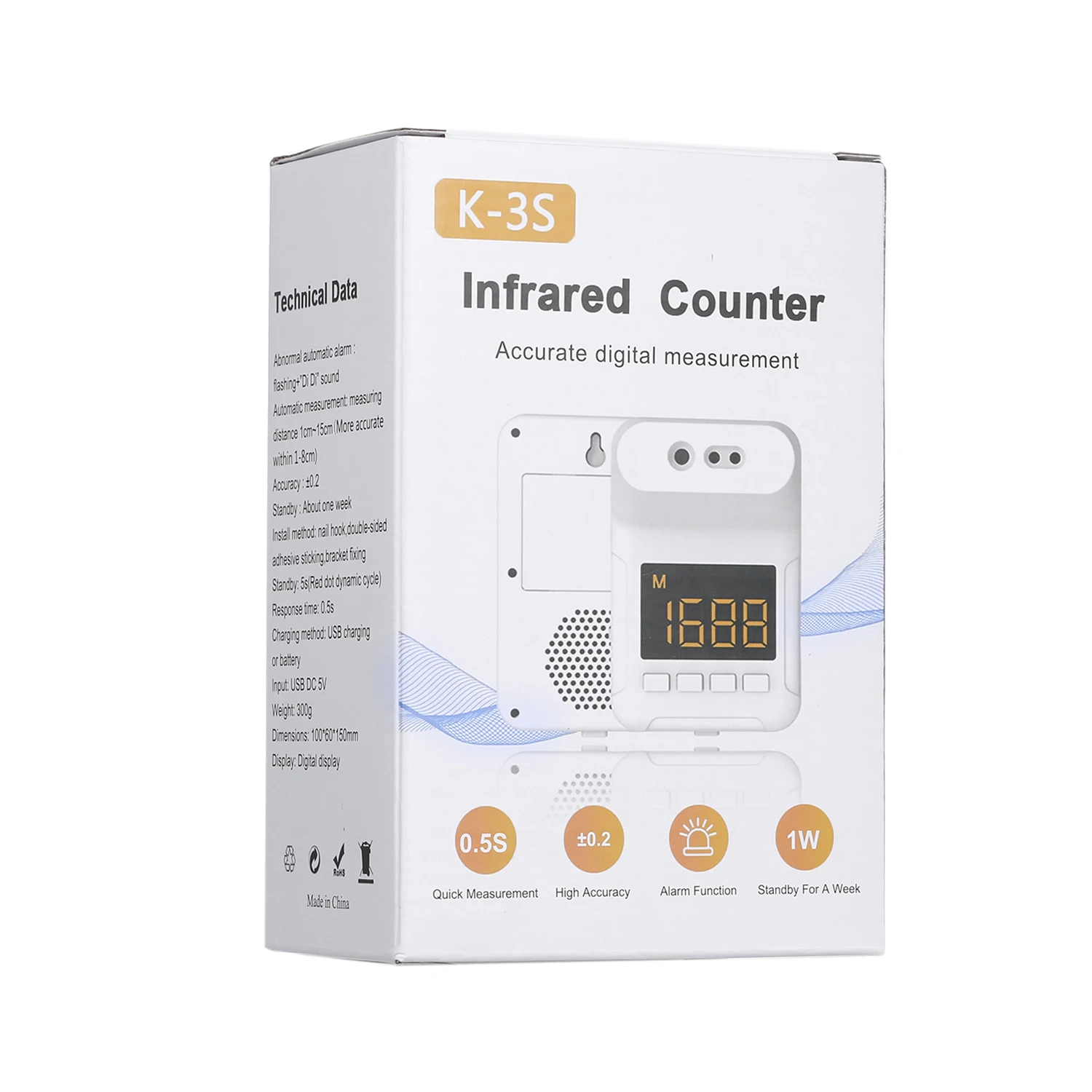 Infrared Forehead Hanging Thermometer LED Display High Temperature Buzzer Alarm Unit Changeable 50 Memory Groups for Baby Adults |