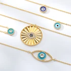 Циркониевое ожерелье от сглаза для женщин, винтажное ожерелье с кулоном из золотистого кристалла, ожерелье из нержавеющей стали, турецкие ювелирные изделия, рождественский подарок