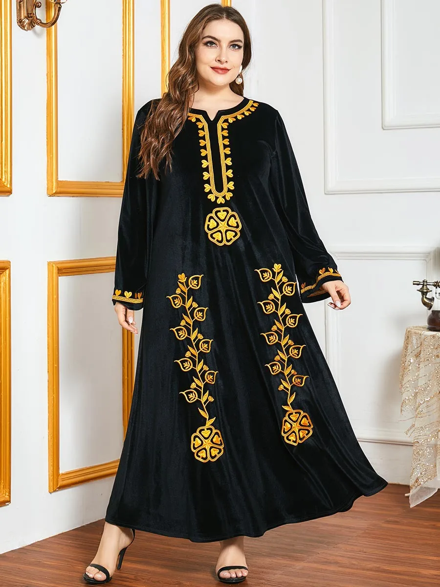 

Vestido Plus Size Velvet Abaya Dubai Turkey Hijab Muslim Maxi Dress Islam Clothing Abayas For Women Oman Robe De Moda Musulmana