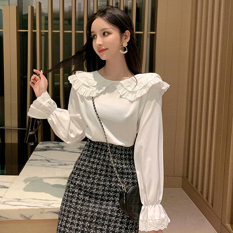 

Women blouses Long Sleeve White shirt ladies Casual Sweet Blouse Shirt chemise Top Autumn blusas femininas New