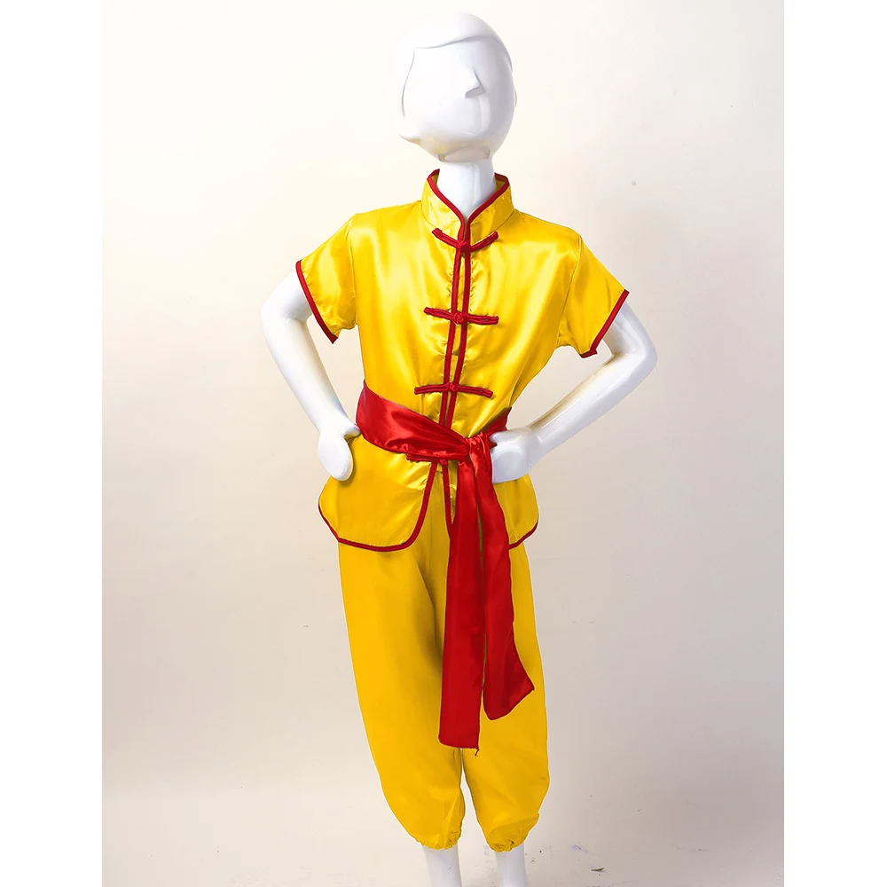 Китайская традиционная одежда Детские Атласные костюмы ушу кунг фу Униформа для