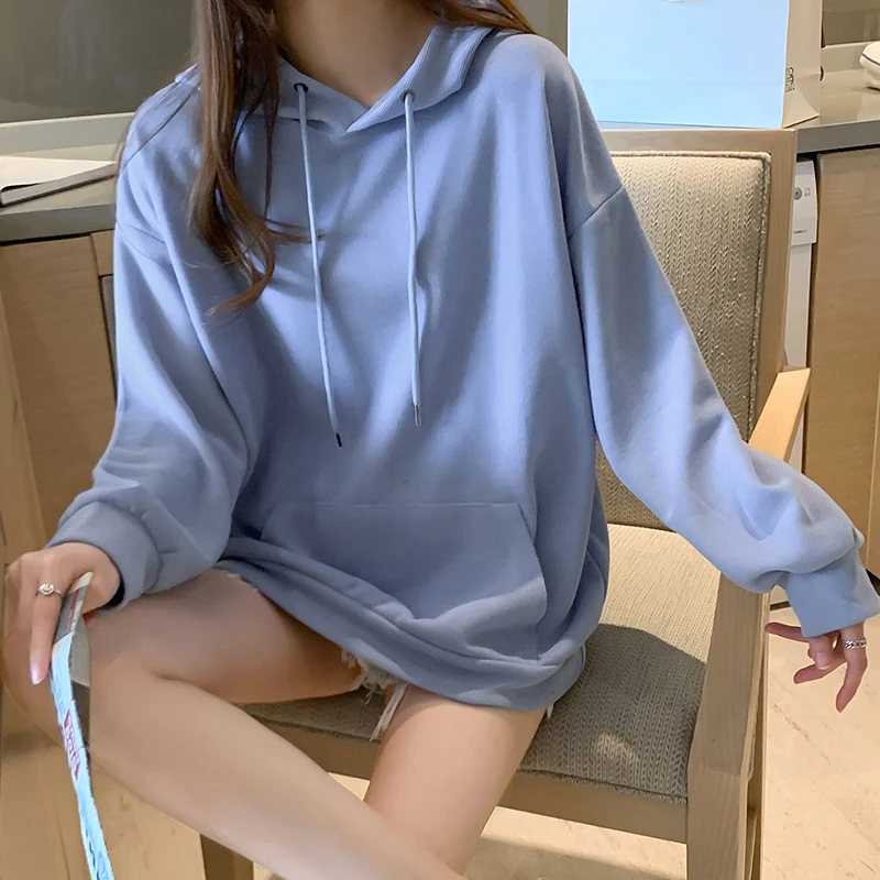 

Толстовка с капюшоном в стиле Харадзюку Ms, свитшоты в стиле оверсайз, 10 цветов, повседневная Осенняя Толстовка в стиле хип-хоп, женские топы ...